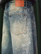YADcrew Jeweled Rhinestone Star Washed Jeans