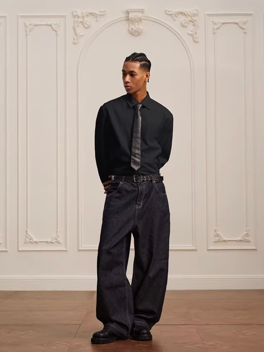YADcrew Glitter Suede Leather Melting Pocket Jeans