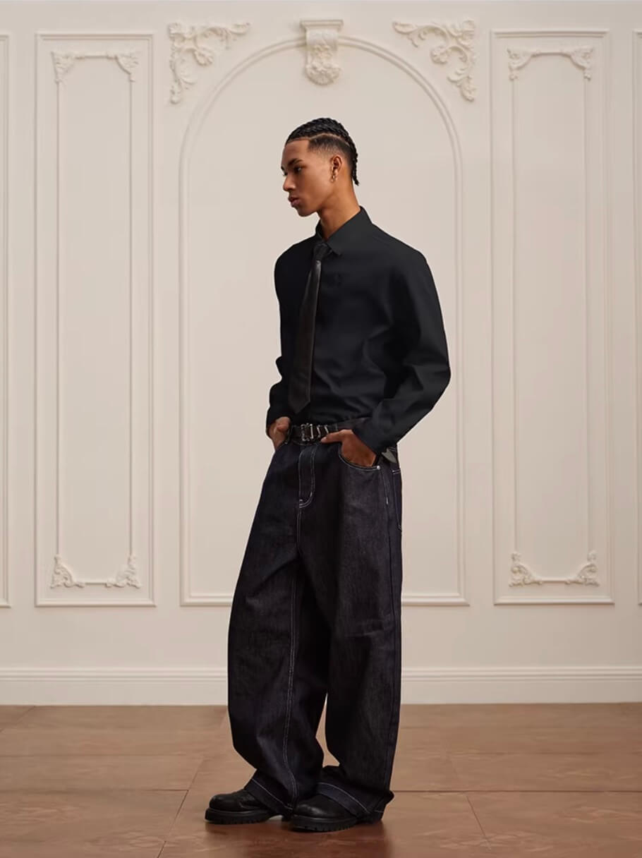 YADcrew Glitter Suede Leather Melting Pocket Jeans