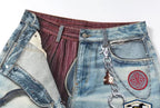 YADcrew 3D Digital Print Patch Embroidered Jeans