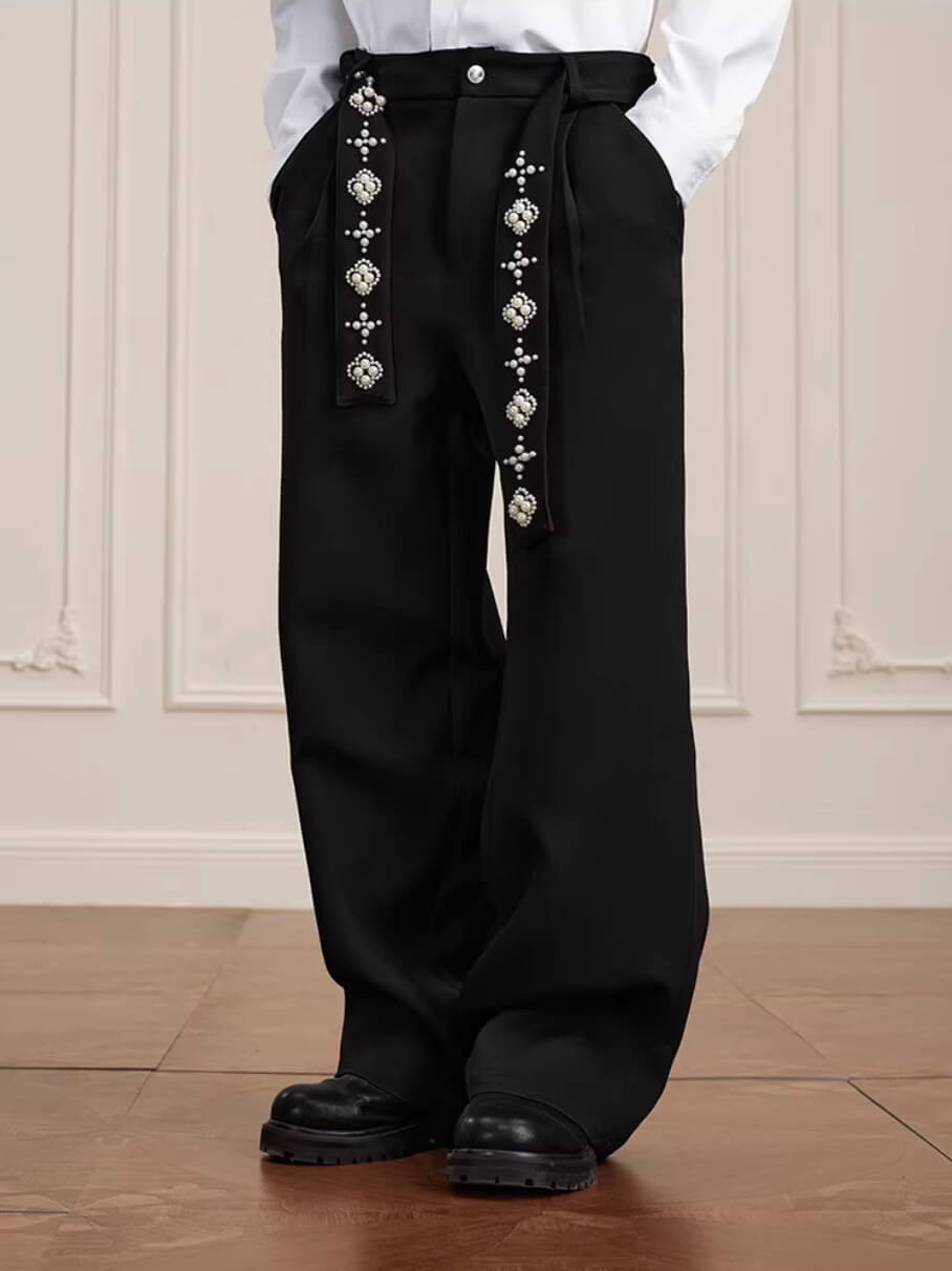 YADcrew Pearl Belt Suit Pants