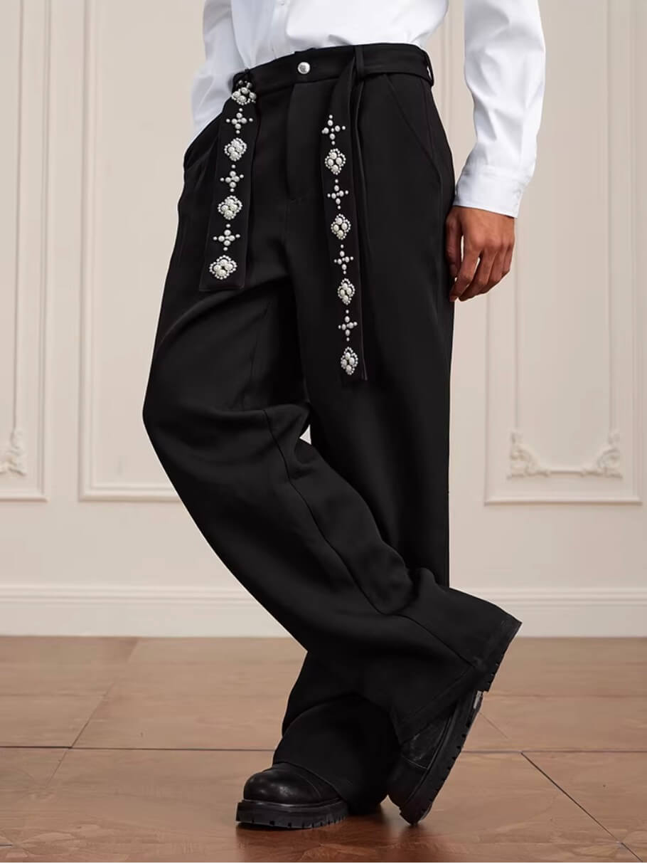 YADcrew Pearl Belt Suit Pants