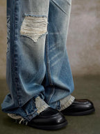 YADcrew Scorched Embroidery Washed Distressed Whisker Jeans