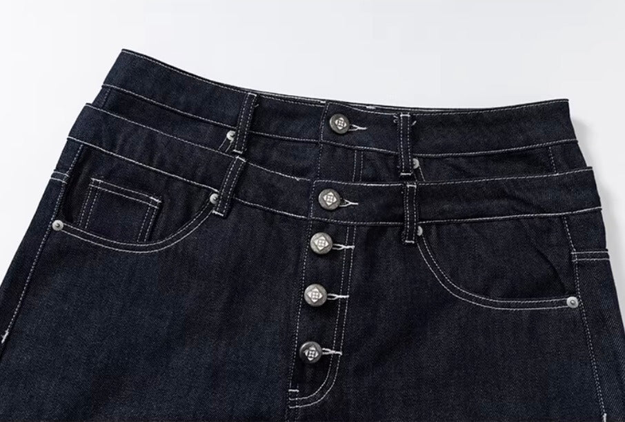 YADcrew Double Waist Buttoned Jeans