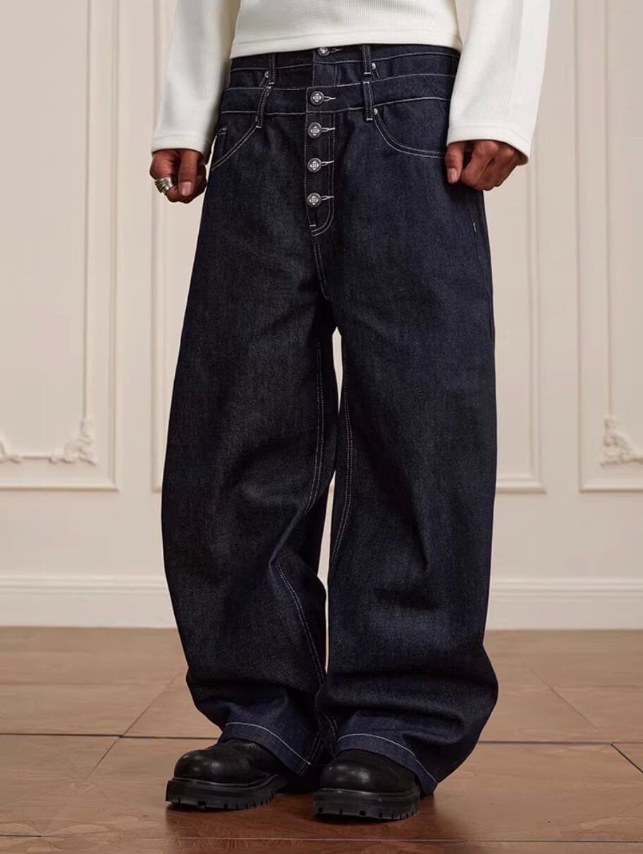 YADcrew Double Waist Buttoned Jeans