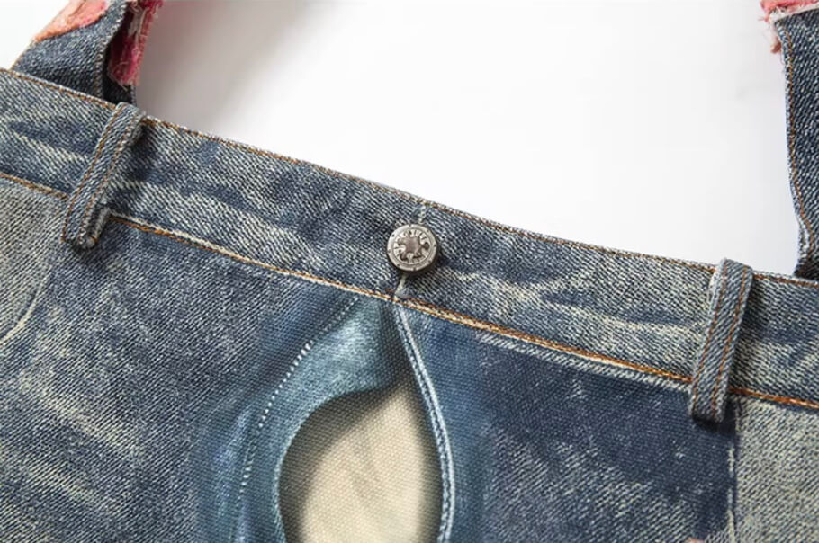 YADcrew Evening Lace Patchwork 3D Print Denim Tote Bag