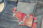 YADcrew Evening Lace Patchwork 3D Print Denim Tote Bag