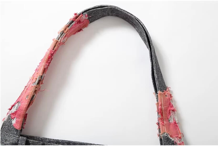 YADcrew Evening Lace Patchwork 3D Print Denim Tote Bag