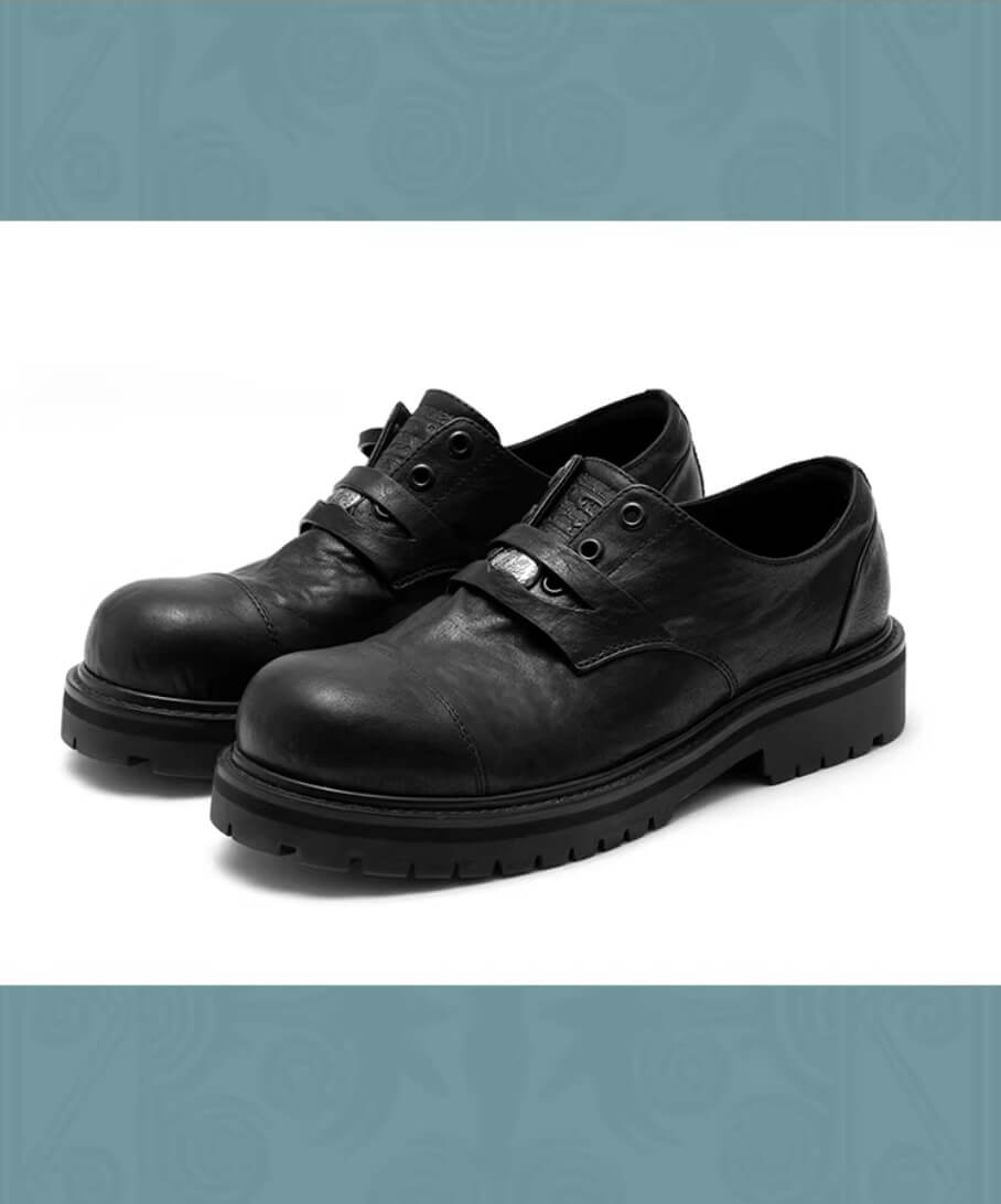 YADcrew Washed Horsehide Leather Platform Dress Shoes
