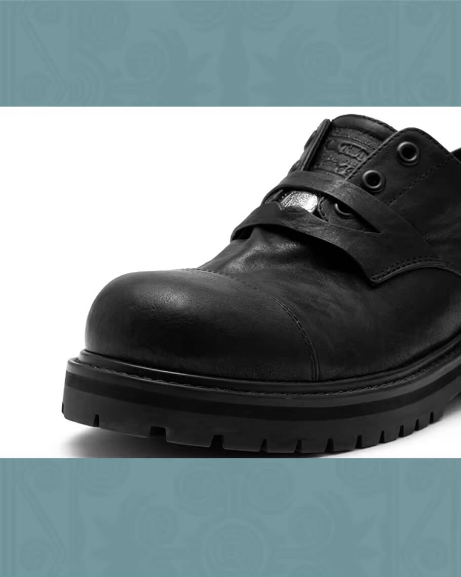 YADcrew Washed Horsehide Leather Platform Dress Shoes