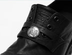 YADcrew Washed Horsehide Leather Platform Dress Shoes