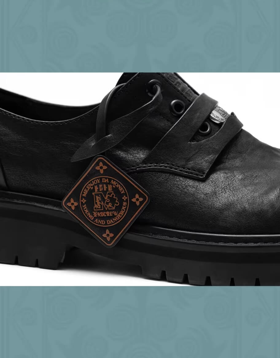 YADcrew Washed Horsehide Leather Platform Dress Shoes