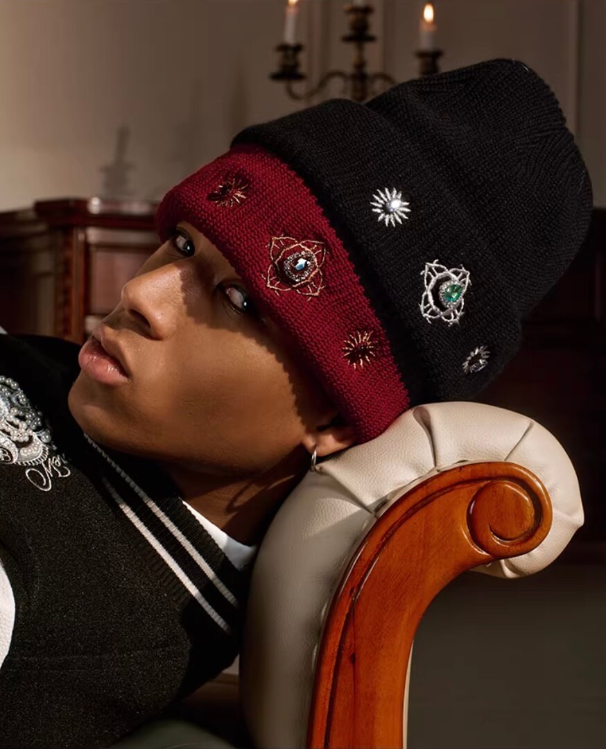 YADcrew Gemstone Embellished Knit Beanie