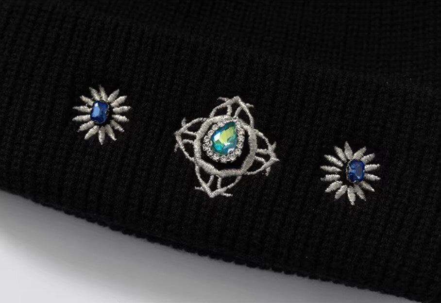 YADcrew Gemstone Embellished Knit Beanie