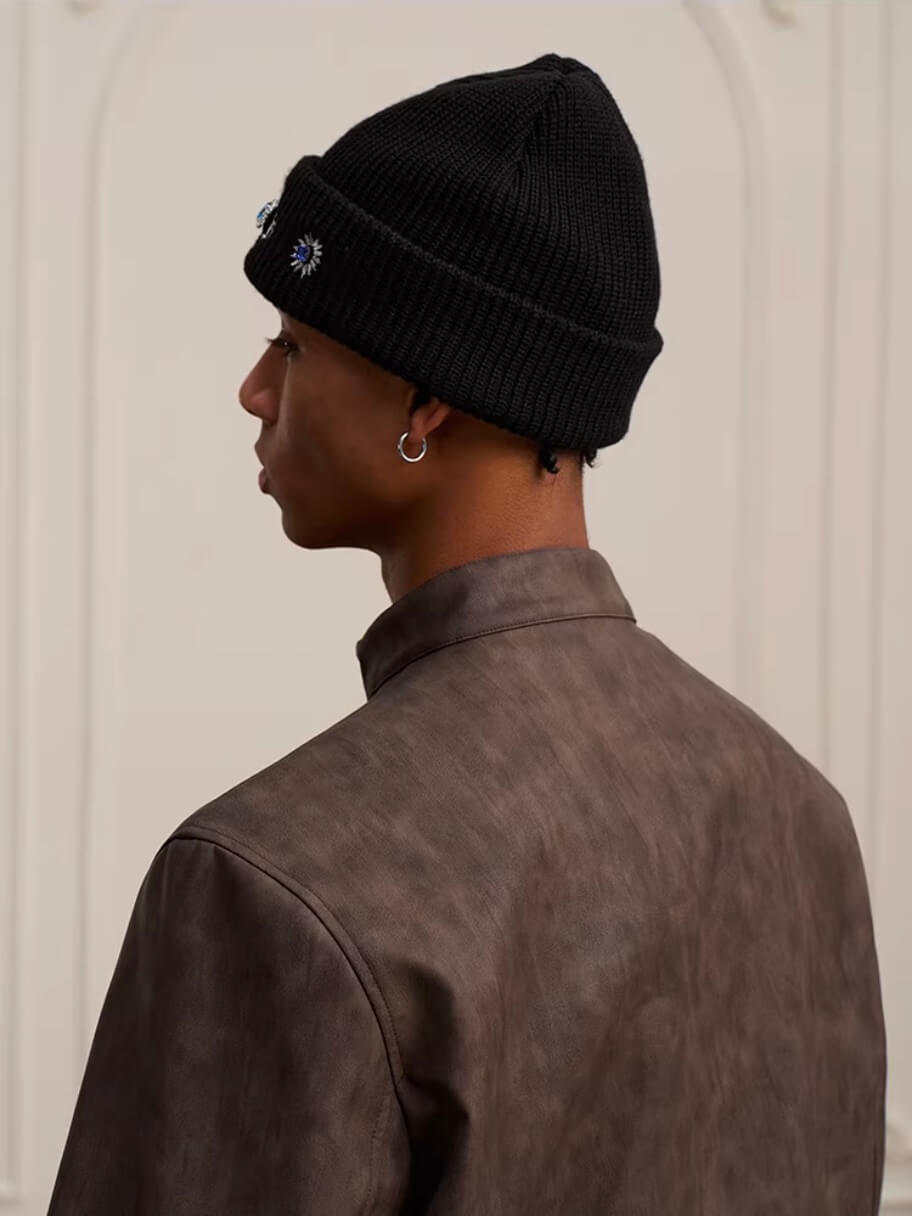 YADcrew Gemstone Embellished Knit Beanie