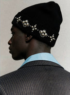 YADcrew Pearl Embellished Knit Beanie