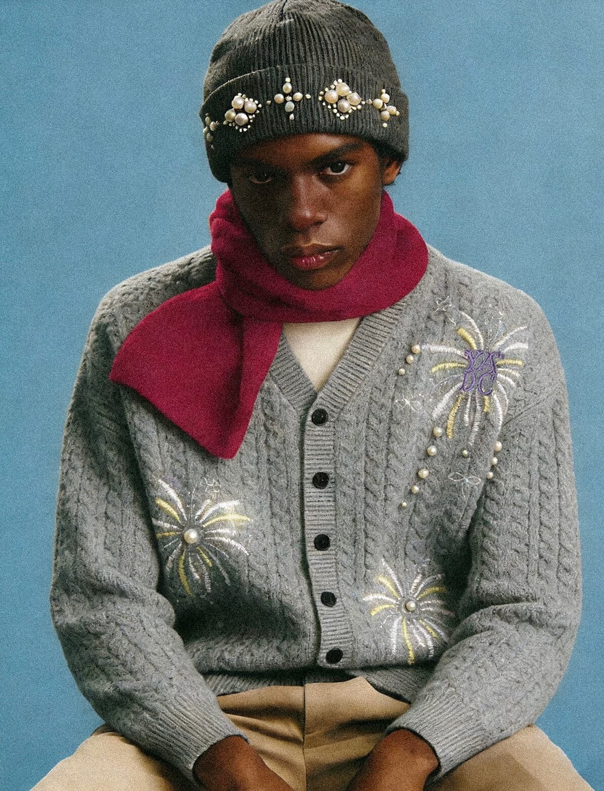 YADcrew Pearl Embellished Knit Beanie