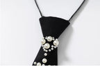 YADcrew Pearl Embellished Black Tie