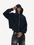KARMANISTIC Embroidered Zip Up Knit Hoodie