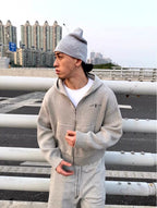 KARMANISTIC Embroidered Zip Up Knit Hoodie