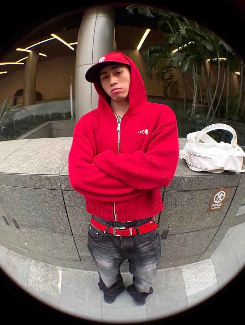 KARMANISTIC Embroidered Zip Up Knit Hoodie