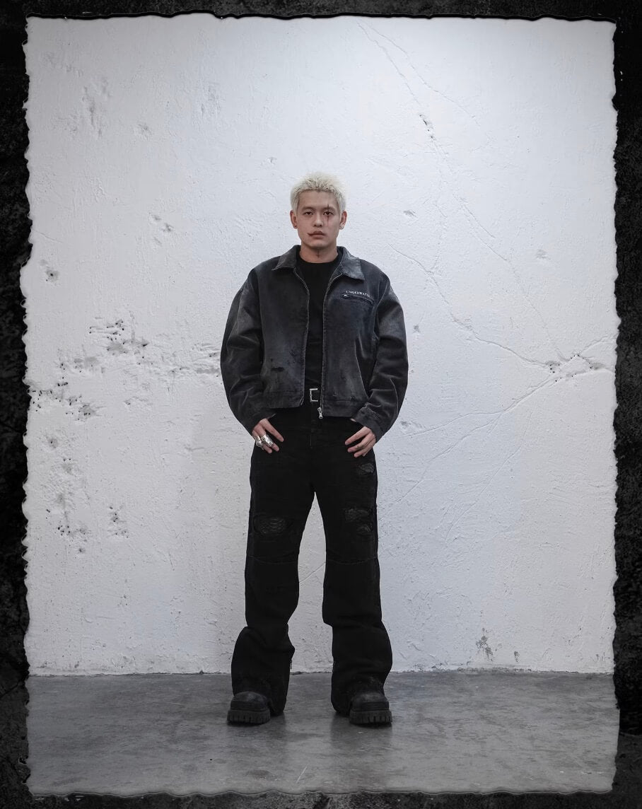 UNDERWATER Dying Art Gradient Washed Aged Detroit Jacket