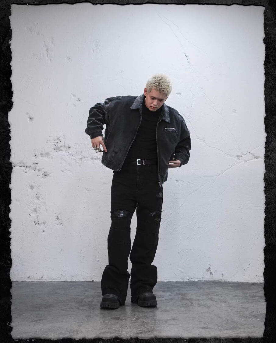 UNDERWATER Dying Art Gradient Washed Aged Detroit Jacket