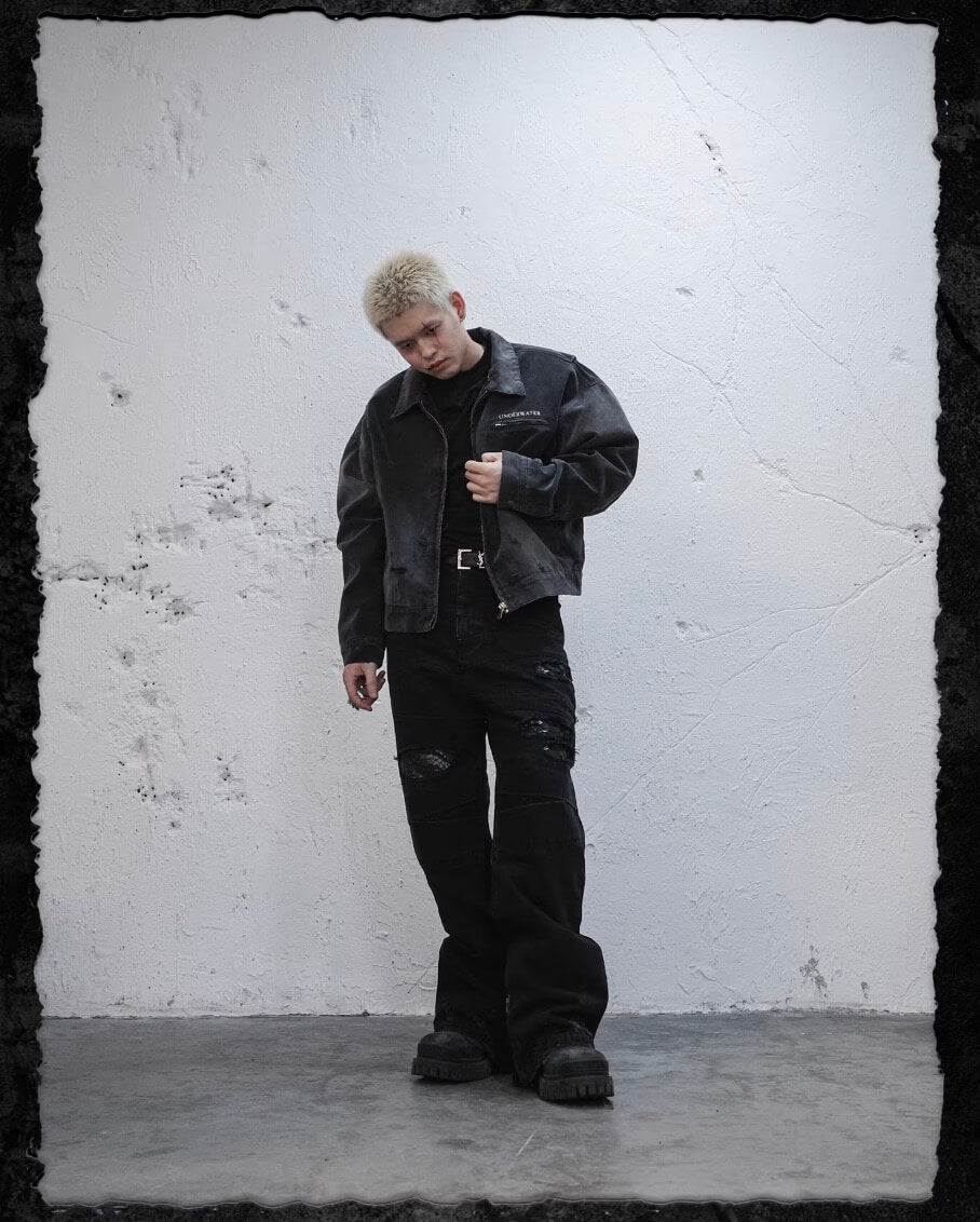 UNDERWATER Dying Art Gradient Washed Aged Detroit Jacket