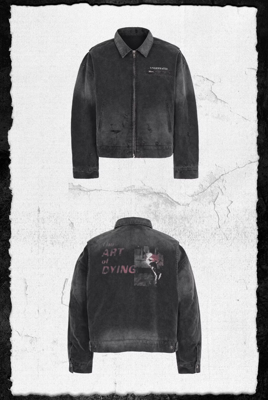 UNDERWATER Dying Art Gradient Washed Aged Detroit Jacket
