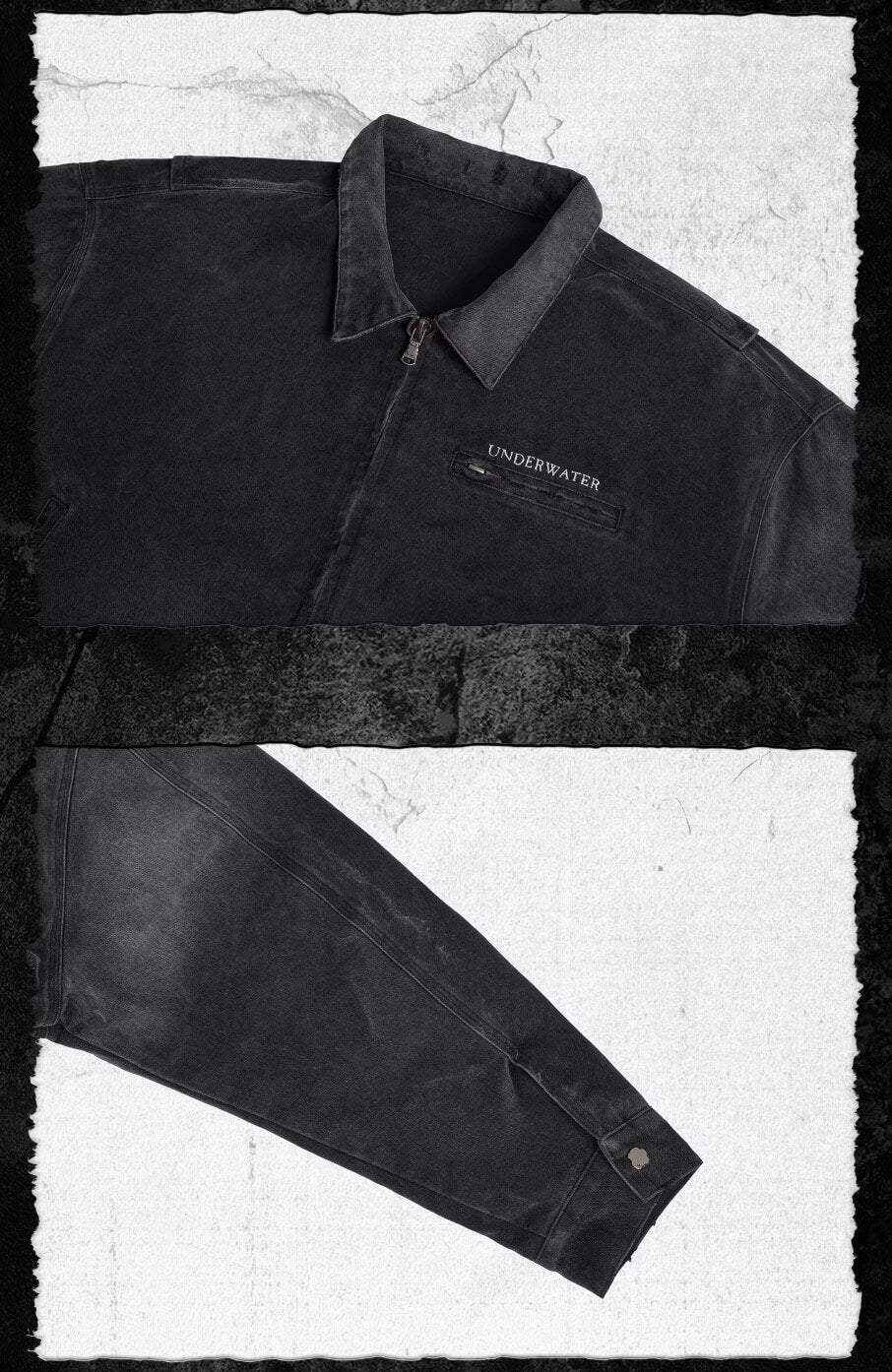 UNDERWATER Dying Art Gradient Washed Aged Detroit Jacket
