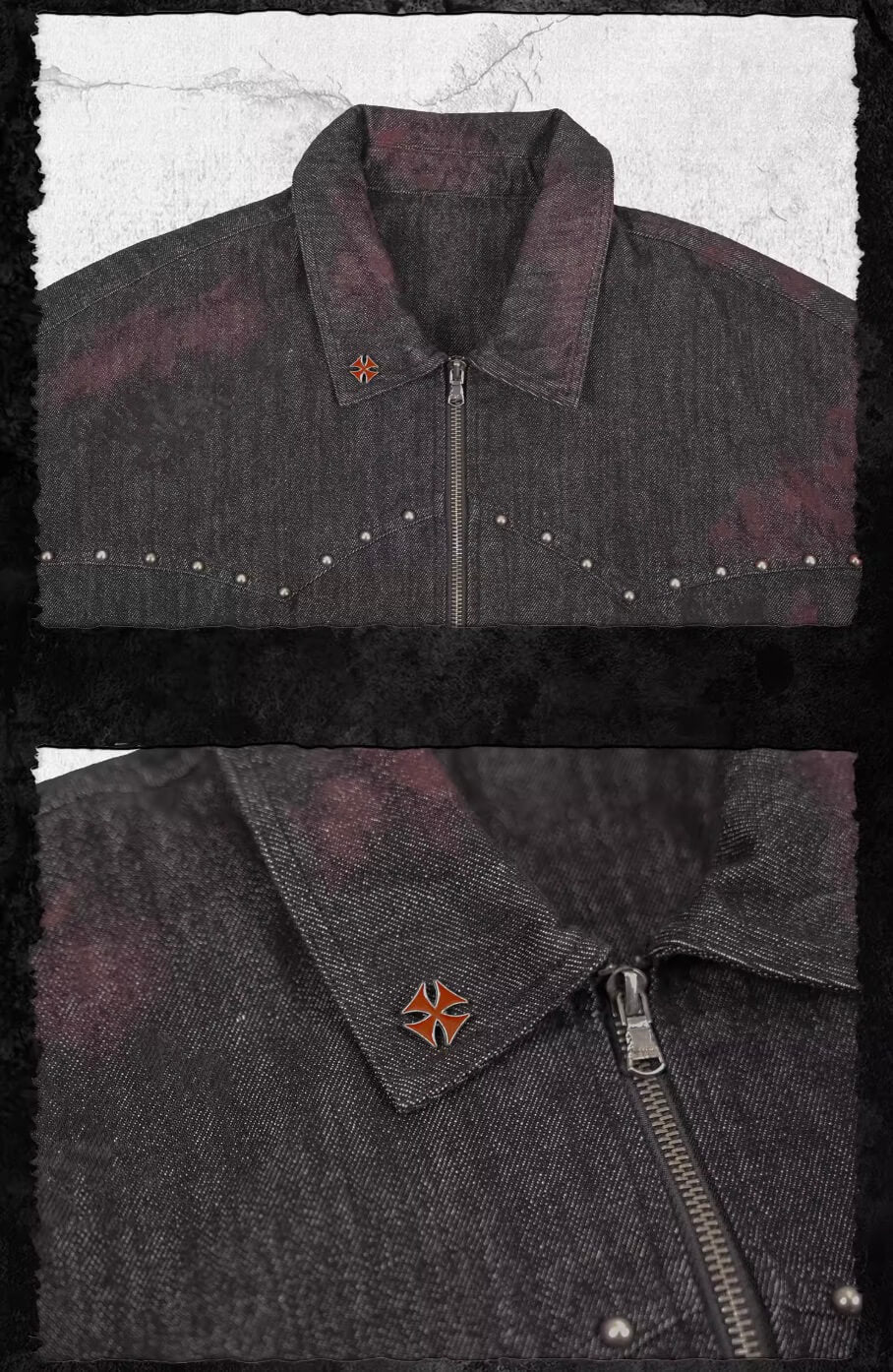 UNDERWATER Studded Western Denim Jacket