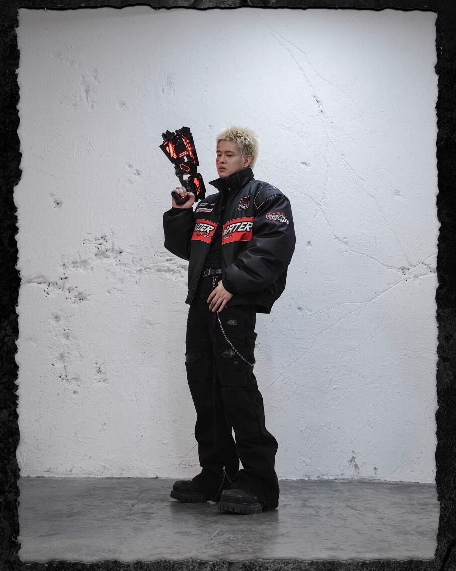 UNDERWATER Hell Badge Embroidered Racing Bomber Jacket