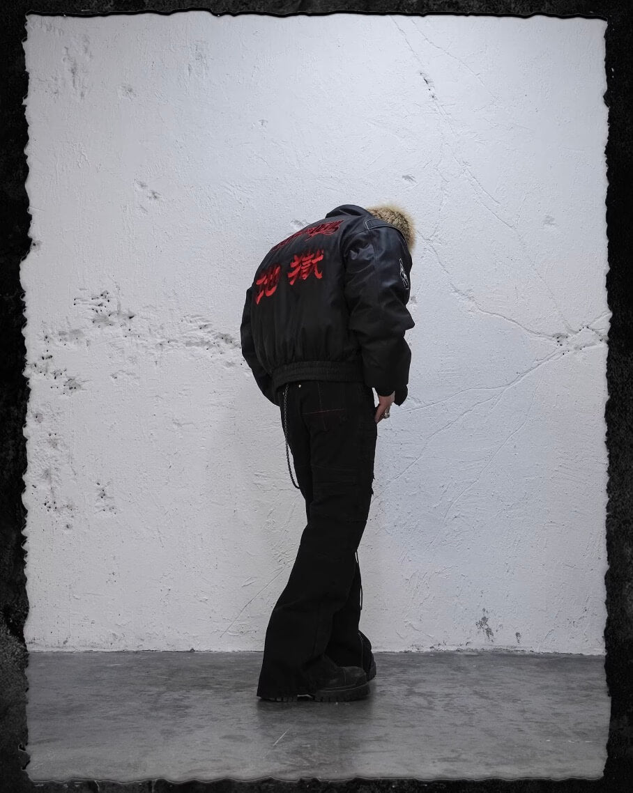 UNDERWATER Hell Badge Embroidered Racing Bomber Jacket