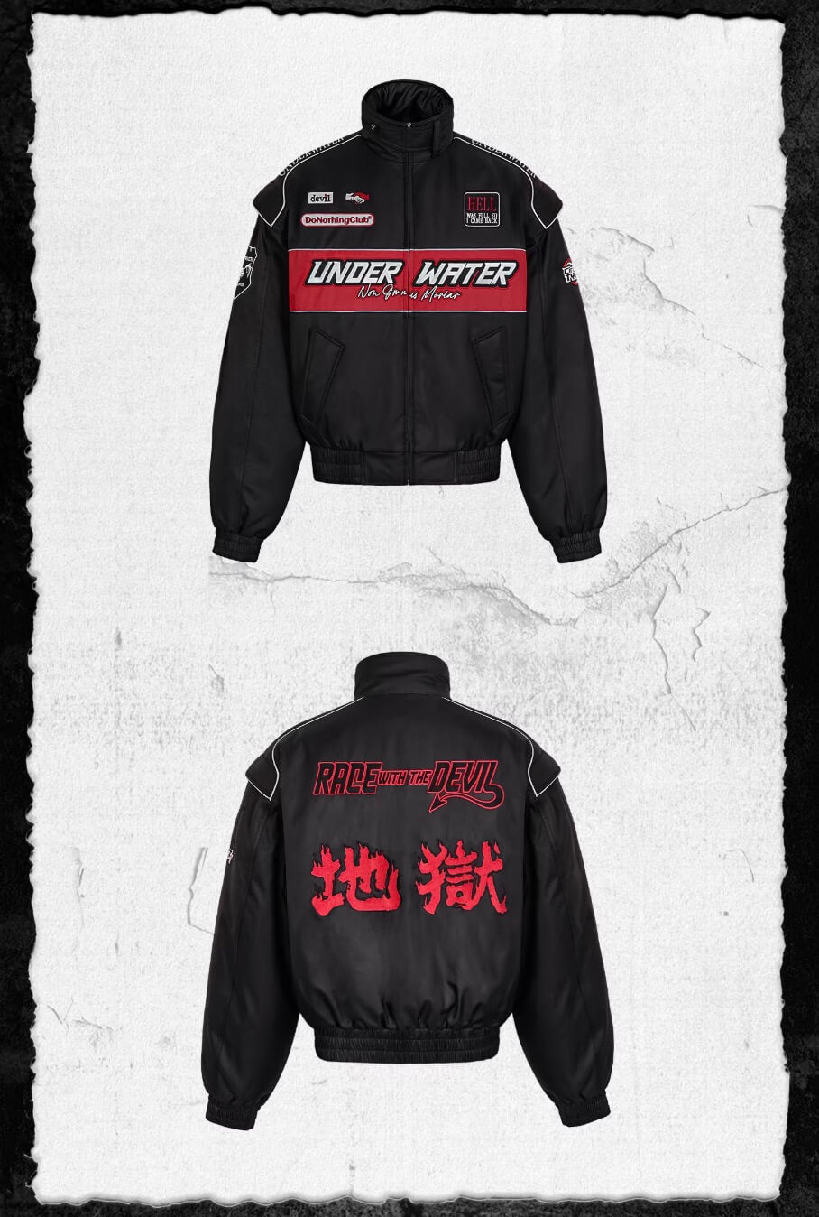 UNDERWATER Hell Badge Embroidered Racing Bomber Jacket