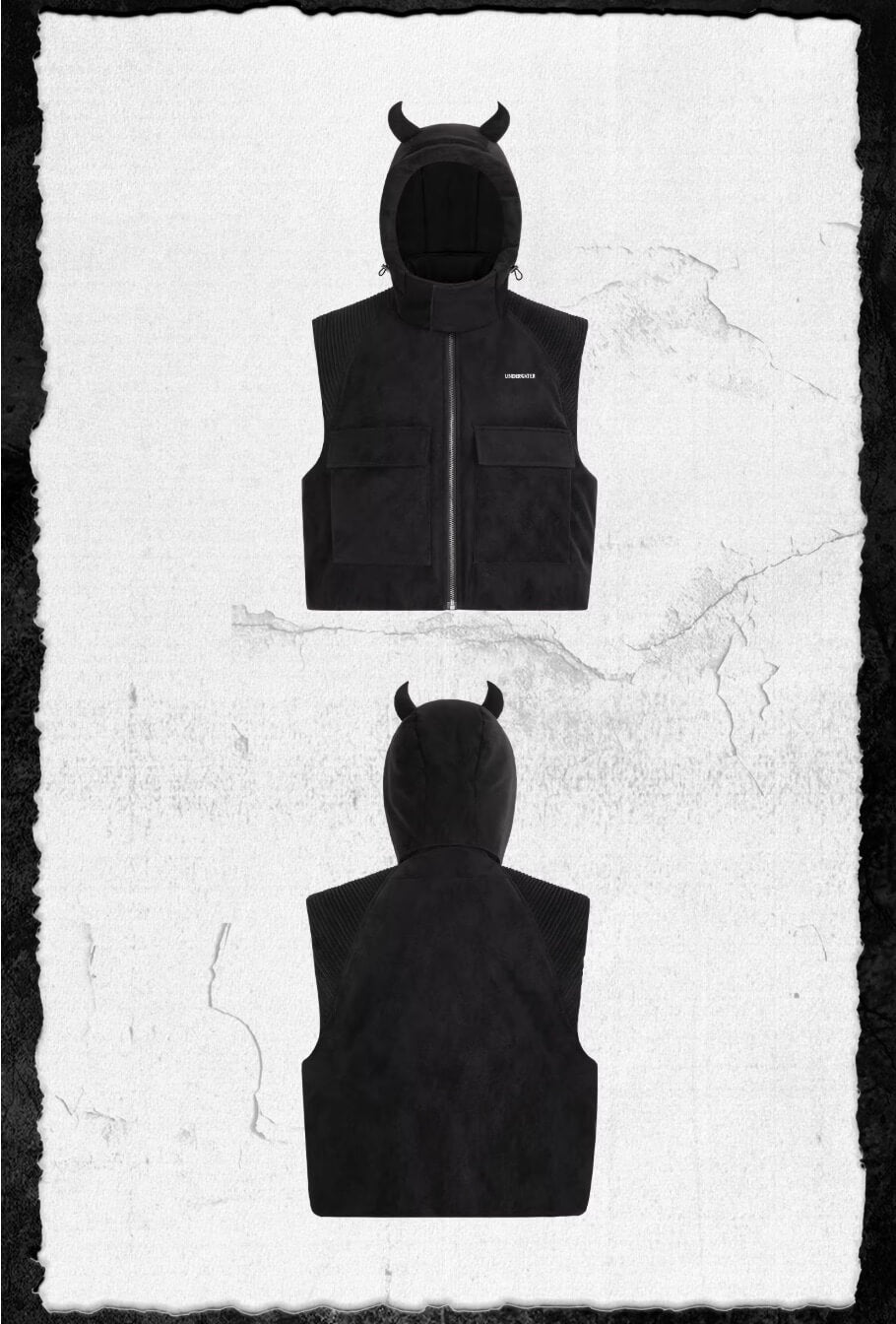 UNDERWATER Demon Horn Removable Hood Down Vest