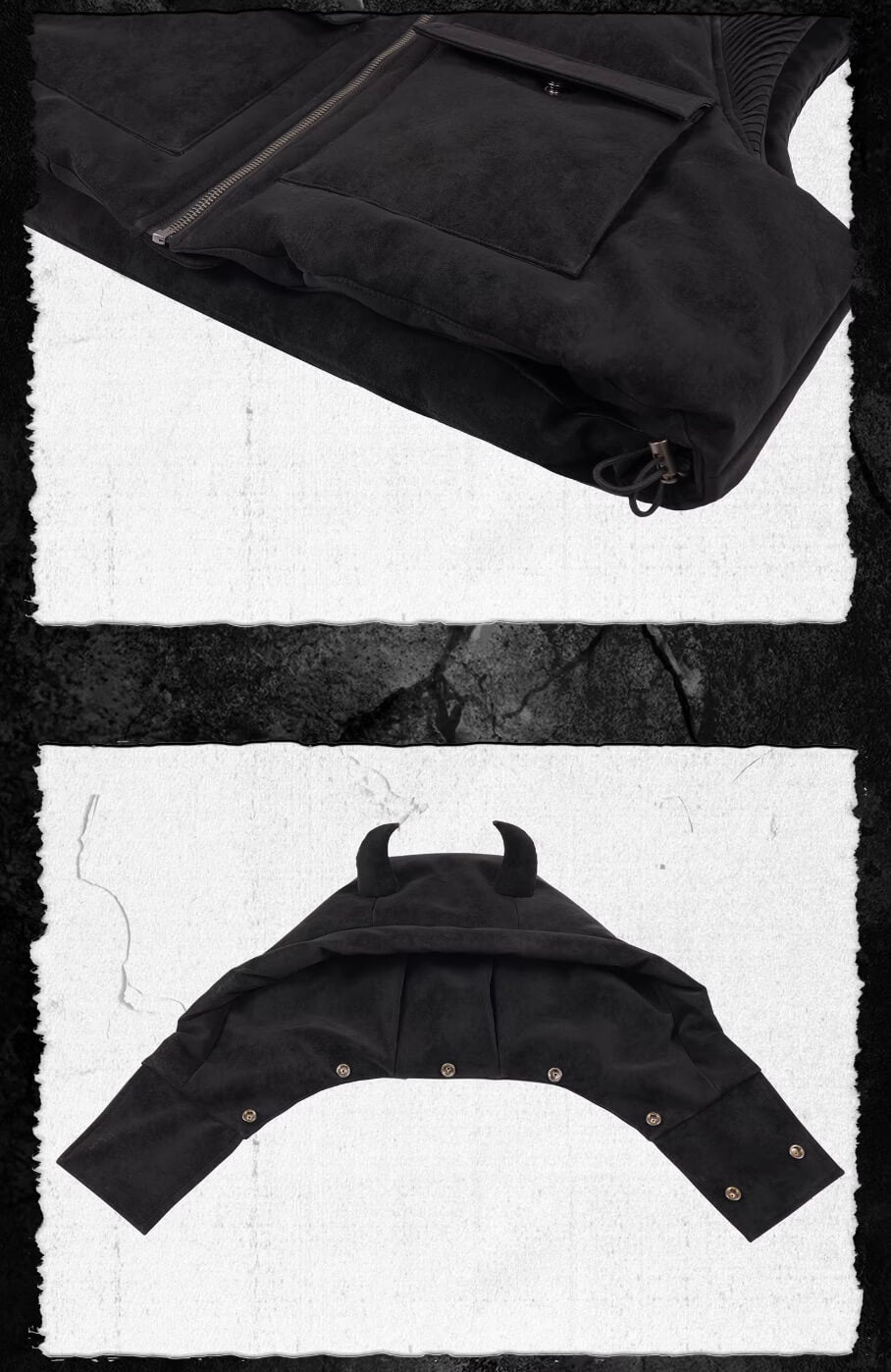 UNDERWATER Demon Horn Removable Hood Down Vest