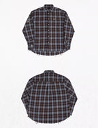 UNDERWATER Blue Brushed Plaid Raw Hem Long Sleeve Flannel Shirt