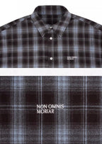 UNDERWATER Blue Brushed Plaid Raw Hem Long Sleeve Flannel Shirt