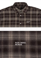 UNDERWATER Brown Brushed Plaid Raw Hem Long Sleeve Flannel Shirt