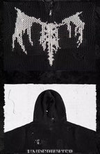 UNDERWATER Winged Devil Bone Jacquard Distressed Knit Zip Up Hoodie
