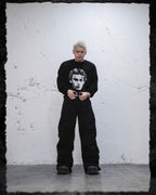 UNDERWATER Demon Digital Print Distressed Knit Sweater