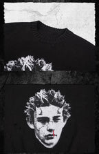 UNDERWATER Demon Digital Print Distressed Knit Sweater