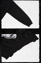 UNDERWATER Demon Digital Print Distressed Knit Sweater