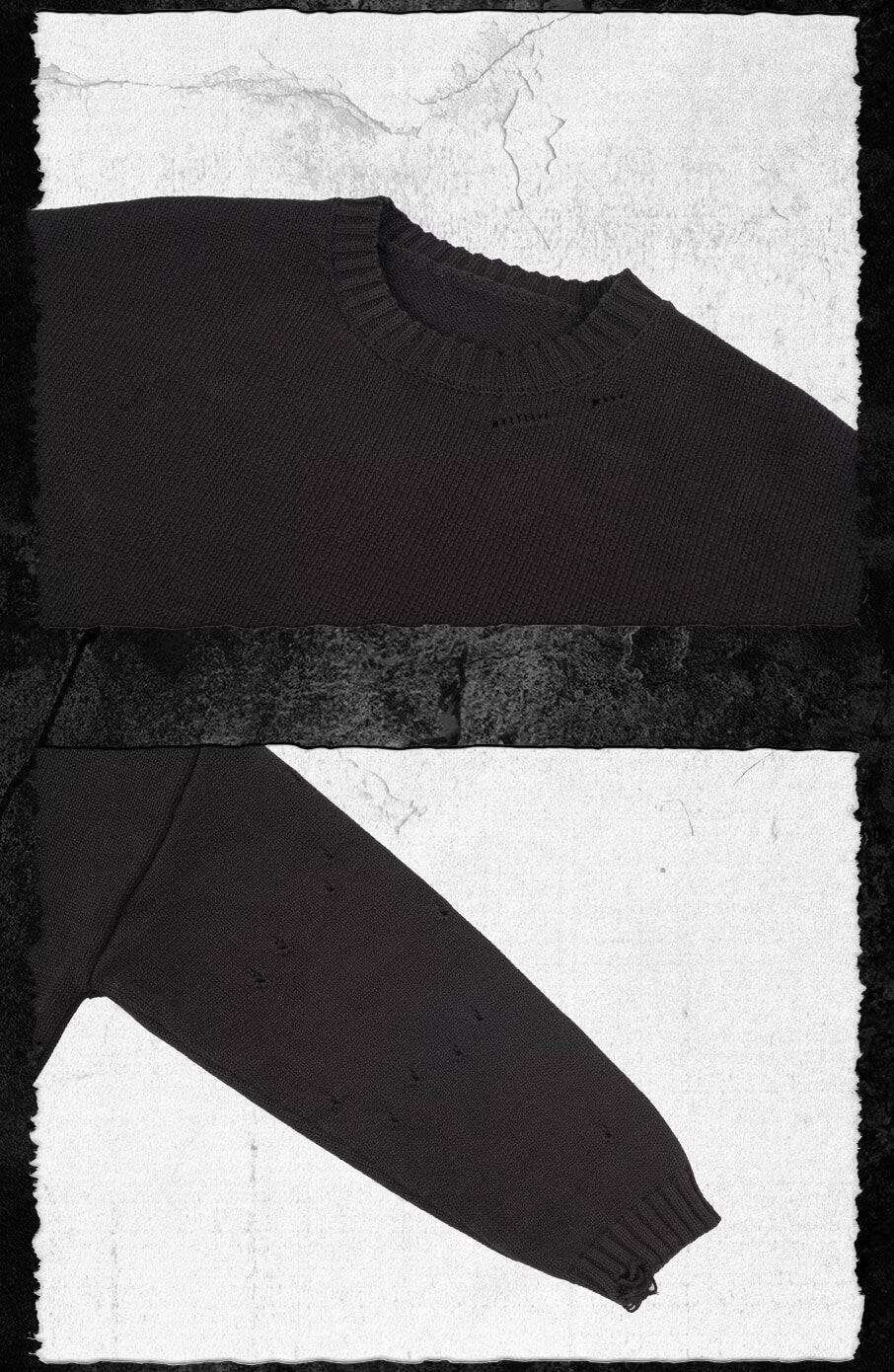 UNDERWATER Ribbon Tape Distressed Knit Sweater
