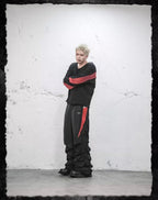 UNDERWATER Striped Colorblock Raw Hem Sweatshirt