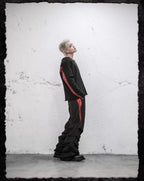 UNDERWATER Striped Colorblock Raw Hem Sweatshirt