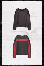 UNDERWATER Striped Colorblock Raw Hem Sweatshirt