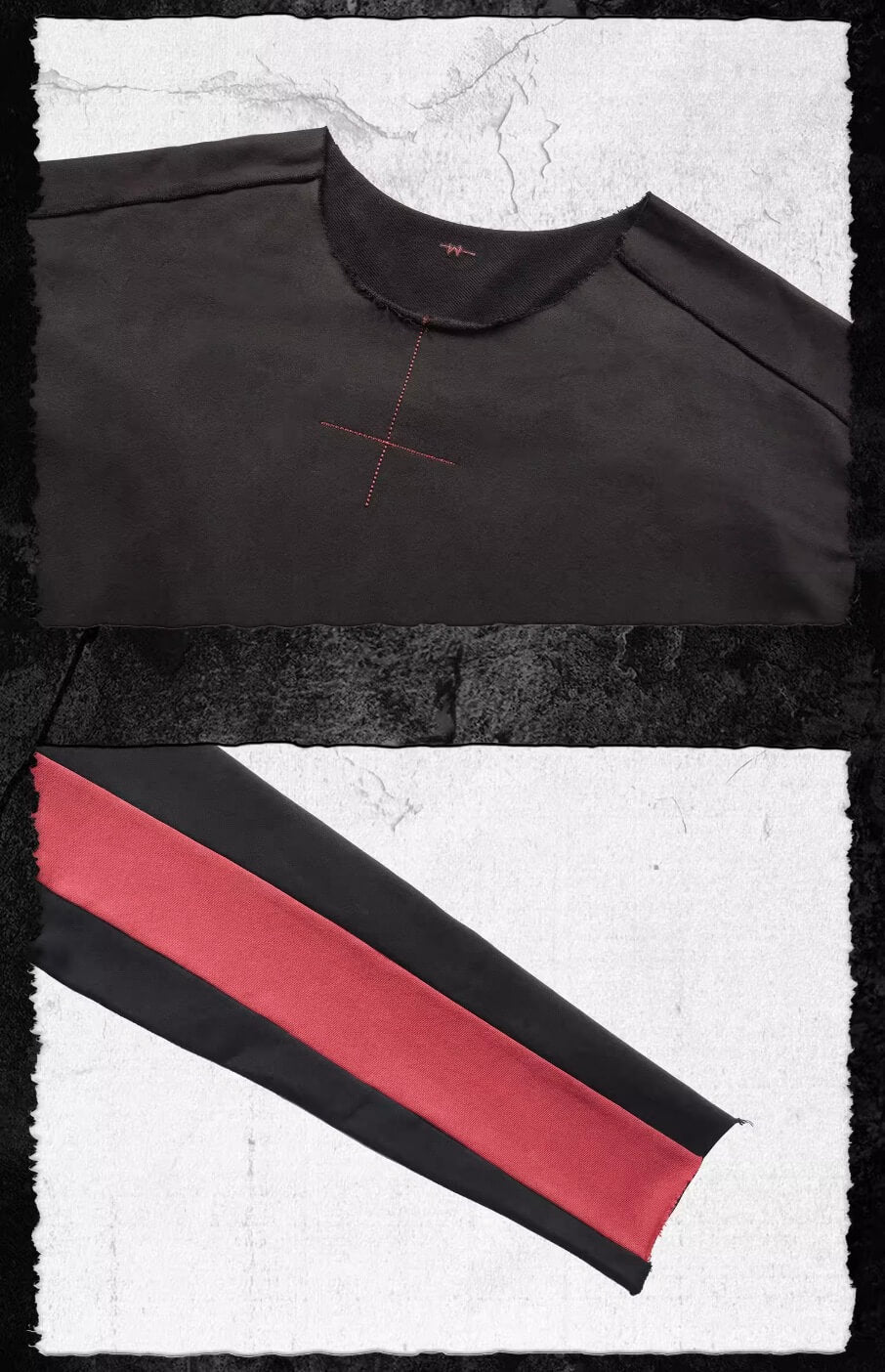 UNDERWATER Striped Colorblock Raw Hem Sweatshirt