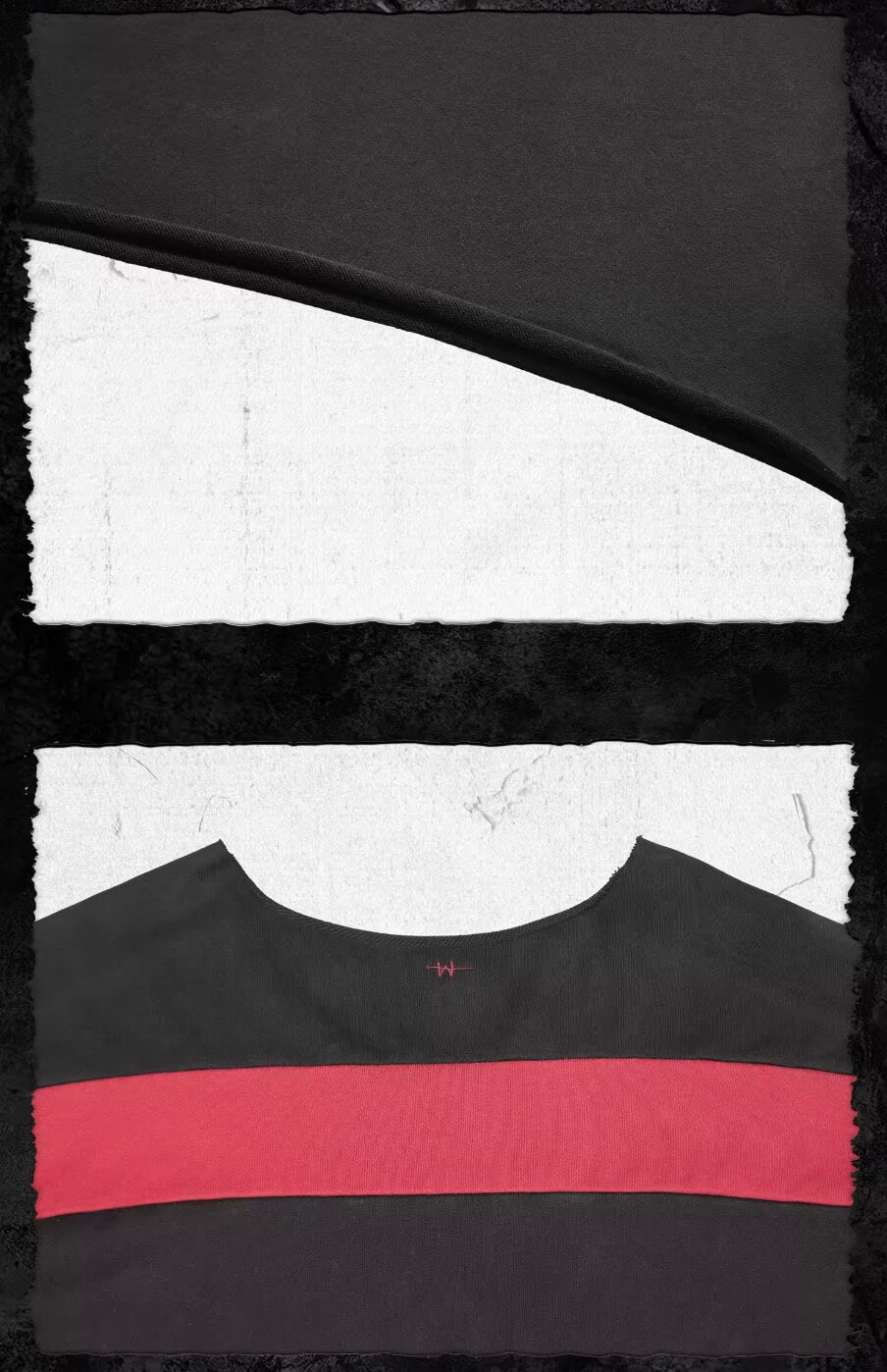 UNDERWATER Striped Colorblock Raw Hem Sweatshirt