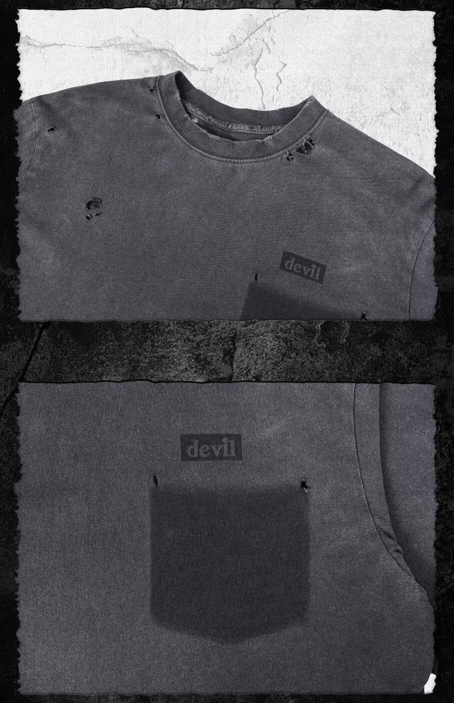 UNDERWATER Sun Faded Pocket Vintage Wash Long Sleeve Tee